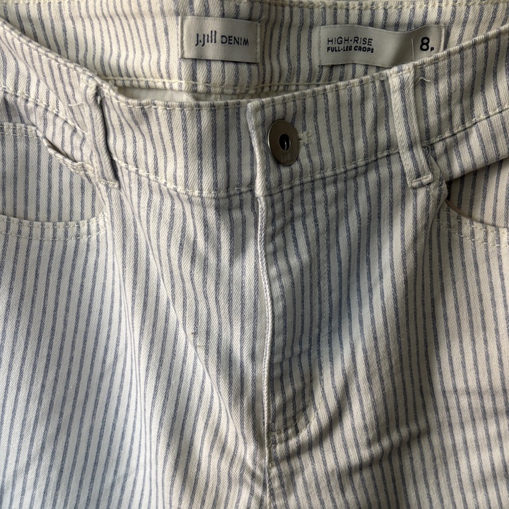 J. Jill High Rise Striped Jeans - White and Gray - Picture 3 of 6